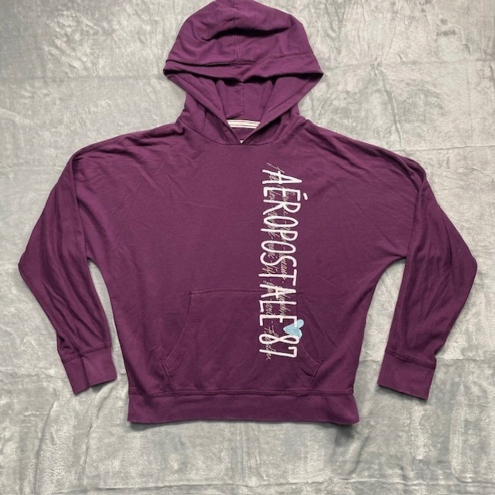 Aeropostale 87 Purple Hoodie Sweatshirt Long Sleeve Casual Athleisure Large